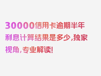 30000信用卡逾期半年利息计算结果是多少，独家视角，专业解读！