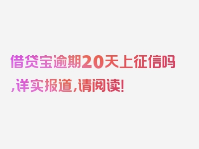 借贷宝逾期20天上征信吗，详实报道，请阅读！