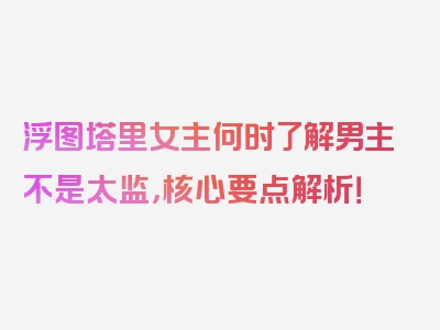 浮图塔里女主何时了解男主不是太监，核心要点解析！