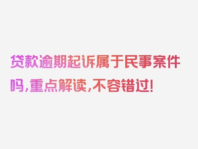贷款逾期起诉属于民事案件吗，重点解读，不容错过！