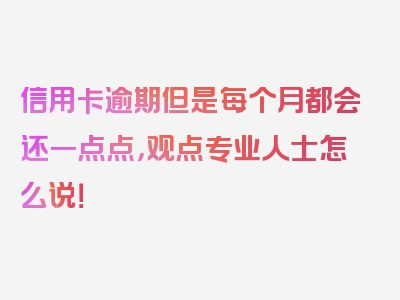 信用卡逾期但是每个月都会还一点点，观点专业人士怎么说！