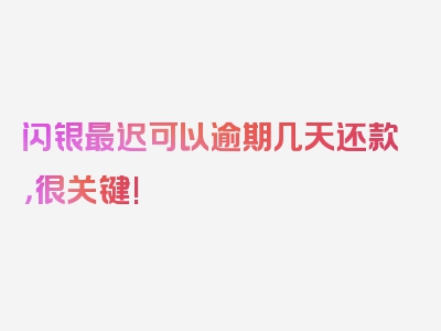 闪银最迟可以逾期几天还款，很关键!