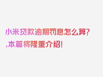 小米贷款逾期罚息怎么算?，本篇将隆重介绍!
