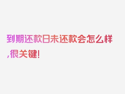 到期还款日未还款会怎么样，很关键!
