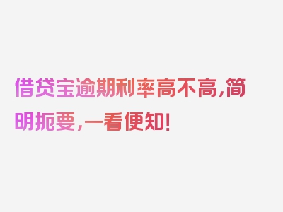 借贷宝逾期利率高不高，简明扼要，一看便知！