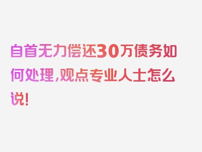 自首无力偿还30万债务如何处理，观点专业人士怎么说！