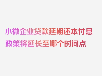 小微企业贷款延期还本付息政策将延长至哪个时间点