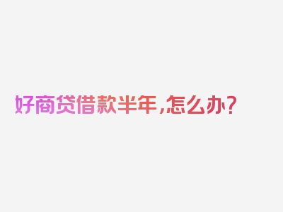 好商贷借款半年，怎么办？