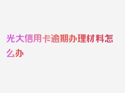 光大信用卡逾期办理材料怎么办