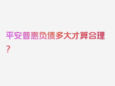 平安普惠负债多大才算合理？