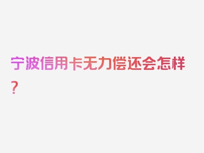 宁波信用卡无力偿还会怎样？
