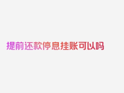 提前还款停息挂账可以吗