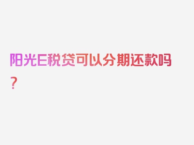阳光E税贷可以分期还款吗？