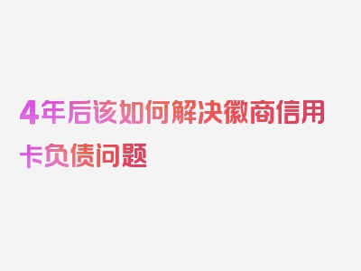 4年后该如何解决徽商信用卡负债问题