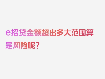 e招贷金额超出多大范围算是风险呢？