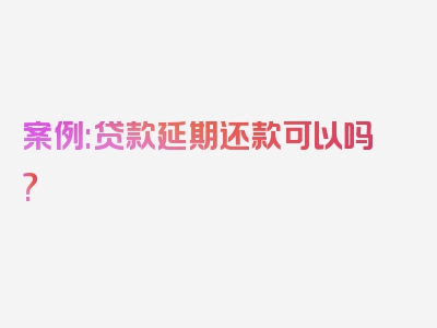 案例:贷款延期还款可以吗?
