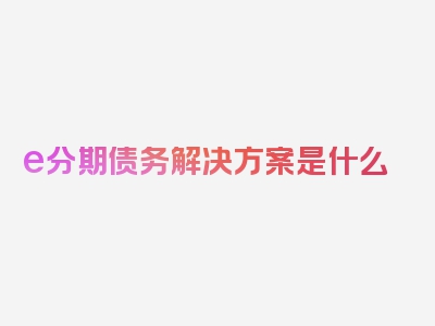e分期债务解决方案是什么