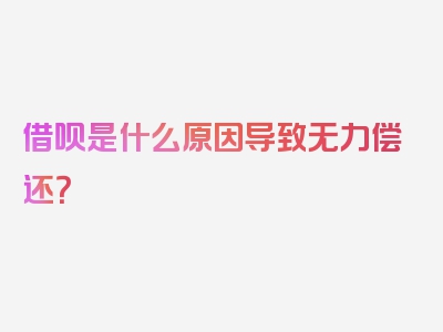 借呗是什么原因导致无力偿还？