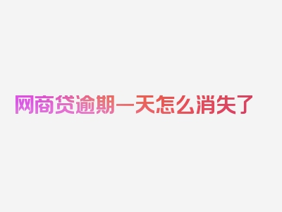 网商贷逾期一天怎么消失了