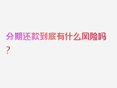 分期还款到底有什么风险吗?