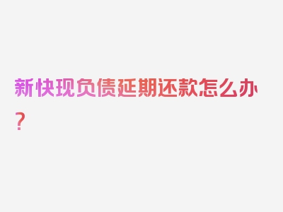 新快现负债延期还款怎么办？