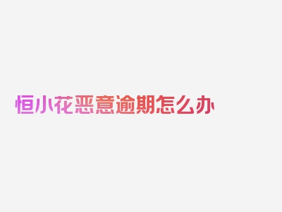 恒小花恶意逾期怎么办