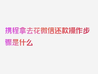 携程拿去花微信还款操作步骤是什么