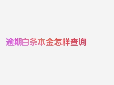逾期白条本金怎样查询