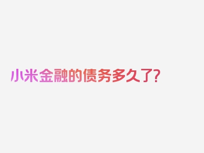 小米金融的债务多久了？