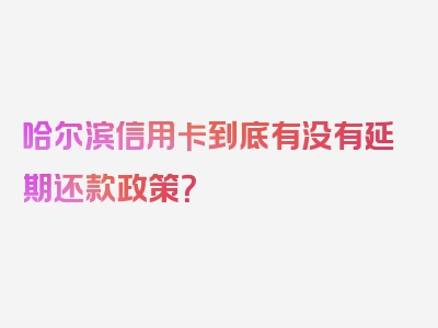 哈尔滨信用卡到底有没有延期还款政策？