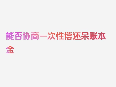能否协商一次性偿还呆账本金