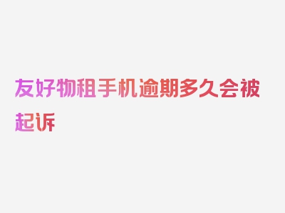 友好物租手机逾期多久会被起诉