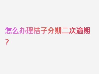 怎么办理桔子分期二次逾期？