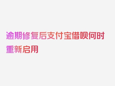逾期修复后支付宝借呗何时重新启用
