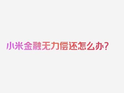 小米金融无力偿还怎么办？
