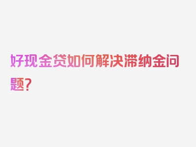 好现金贷如何解决滞纳金问题？