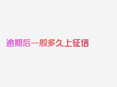 逾期后一般多久上征信