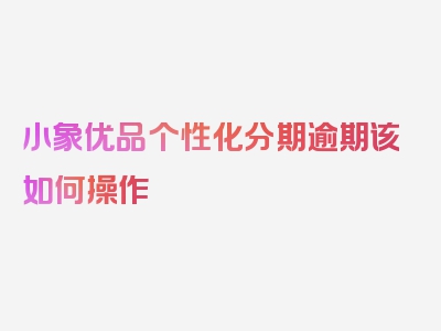小象优品个性化分期逾期该如何操作