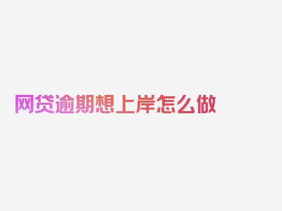 网贷逾期想上岸怎么做