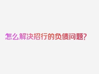 怎么解决招行的负债问题?