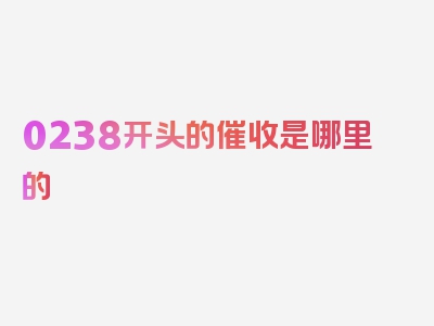 0238开头的催收是哪里的