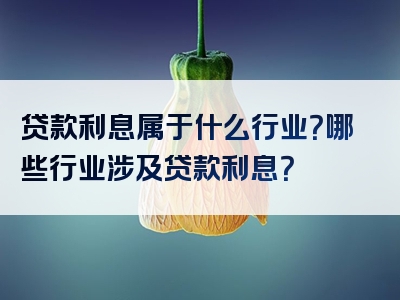 贷款利息属于什么行业？哪些行业涉及贷款利息？