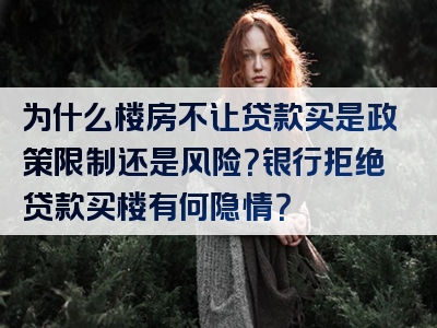 为什么楼房不让贷款买是政策限制还是风险？银行拒绝贷款买楼有何隐情？