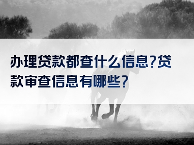 办理贷款都查什么信息？贷款审查信息有哪些？