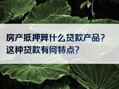 房产抵押算什么贷款产品？这种贷款有何特点？