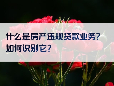 什么是房产违规贷款业务？如何识别它？