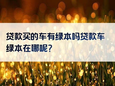 贷款买的车有绿本吗贷款车绿本在哪呢？
