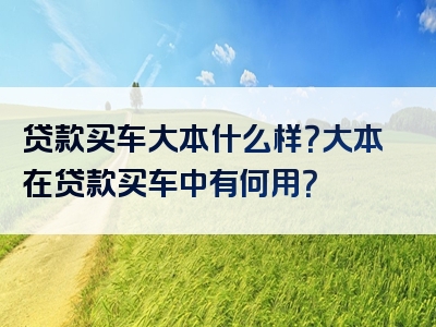 贷款买车大本什么样？大本在贷款买车中有何用？