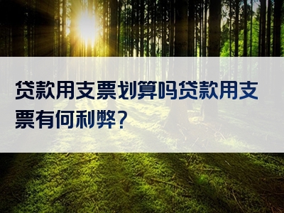 贷款用支票划算吗贷款用支票有何利弊？